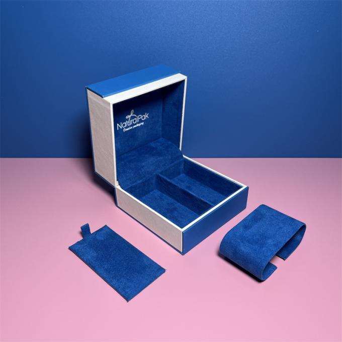 Boîte faite sur commande directe Ring Earring Pendant Necklace d'emballage de montre de Logo Blue Color Luxury Plastic d'usine