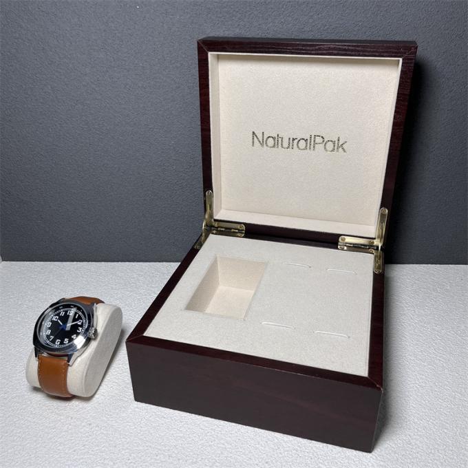 Boîte en bois rouge de luxe faite sur commande d'emballage de papier pour le cadeau d'ensemble de montre de montre