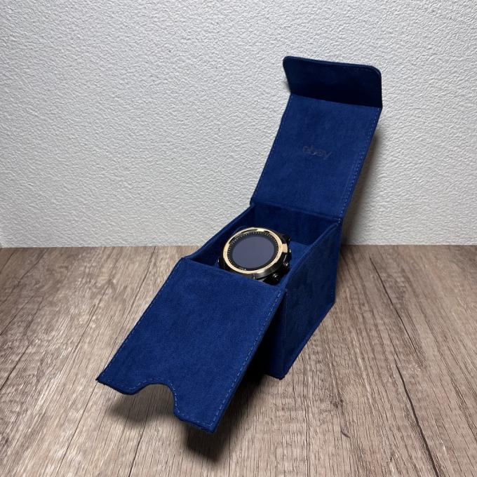 Boîte bleue spéciale en gros d'emballage de suède pour la courroie d'ensemble de montre de montre