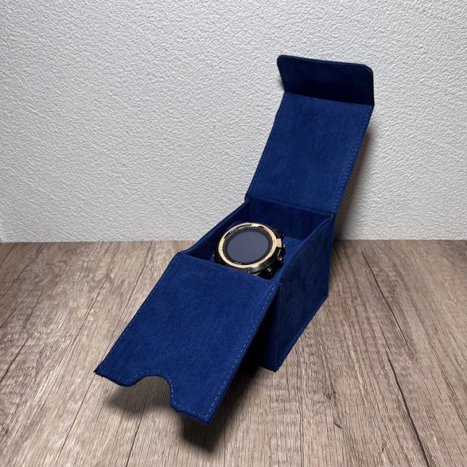 Boîte bleue spéciale en gros d'emballage de suède pour la courroie d'ensemble de montre de montre