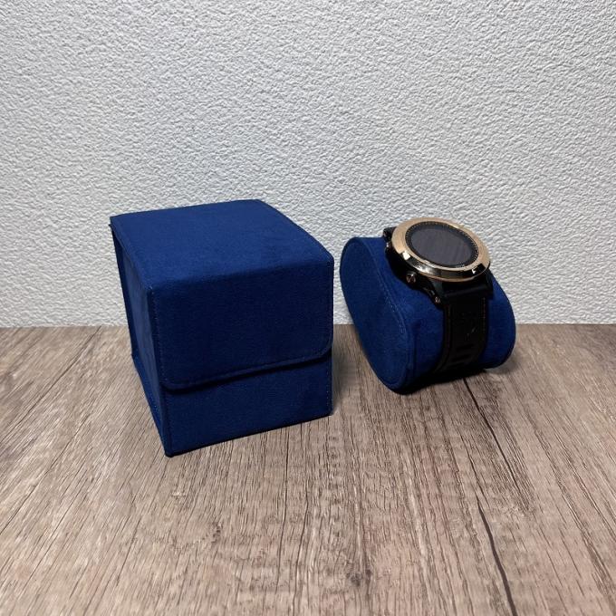 Boîte bleue spéciale en gros d'emballage de suède pour la courroie d'ensemble de montre de montre