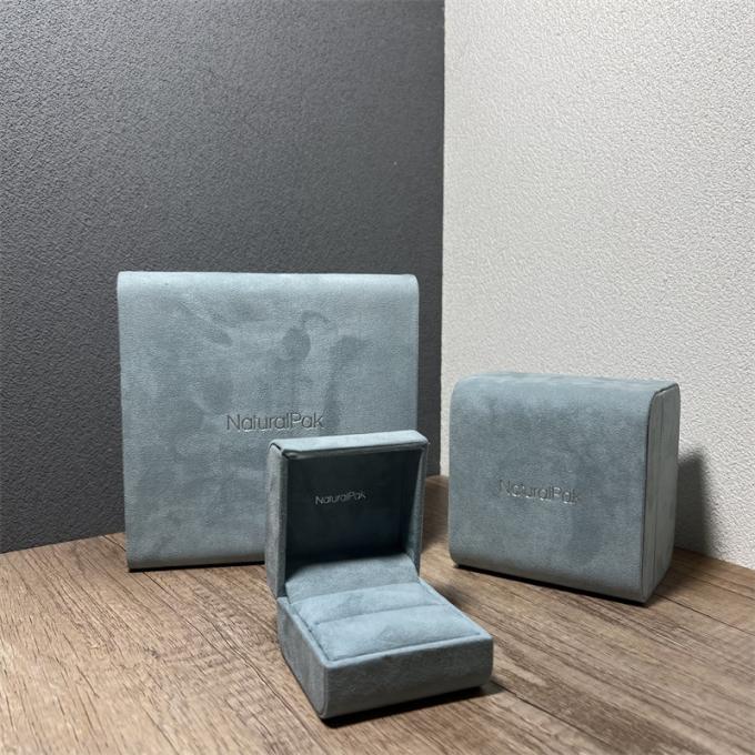 Boîte-cadeau bleu à extrémité élevé de bijoux de Microfiber
