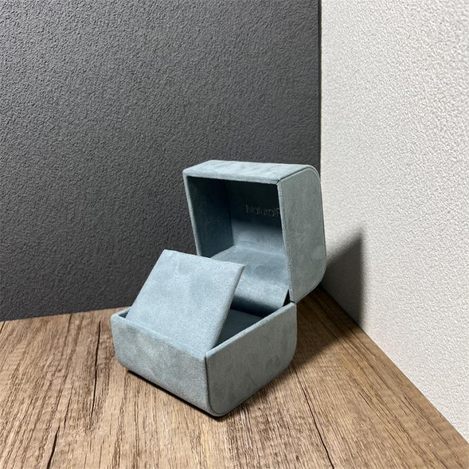 Boîte-cadeau bleu à extrémité élevé de bijoux de Microfiber