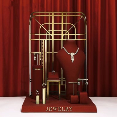 Les plateaux adaptés aux besoins du client de bijoux en métal de velours de forces de défense principale montre l'affichage de collier et de boucle d'oreille