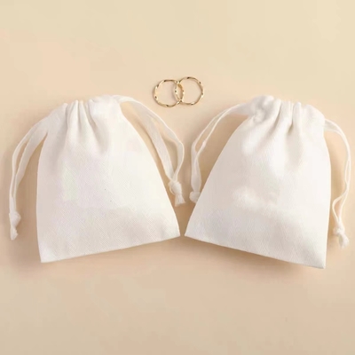 Sacs faits sur commande de bijoux de coton de taille de cordon de SMATA de poche crème de bijoux