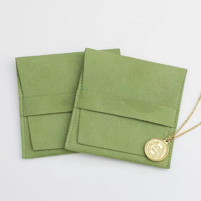 Sac de empaquetage de bijoux de Microfiber de suède d'enveloppe faite sur commande élégante de velours de collier