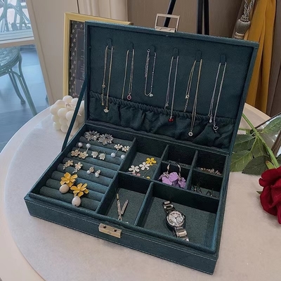 La caisse de luxe de bijoux de voyage de suède bleu de Morandi a adapté l'organisateur aux besoins du client de bijoux de voyage de taille