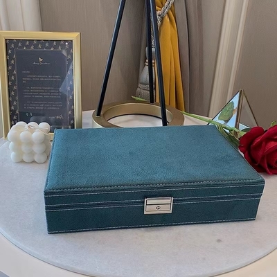 La caisse de luxe de bijoux de voyage de suède bleu de Morandi a adapté l'organisateur aux besoins du client de bijoux de voyage de taille