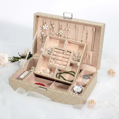 Supports kaki de bijoux de voyage de Grey Pink Portable Jewelry Cases
