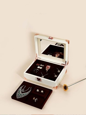 Boîte de présentation de luxe de bijoux avec le miroir, boîte à bijoux multifonctionnelle pour des femmes