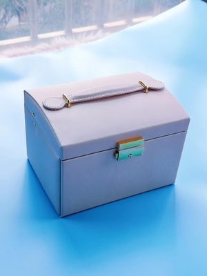 Petite boîte de luxe adaptée aux besoins du client de PU Handle Jewellery Organiser d'organisateur de boîte à bijoux