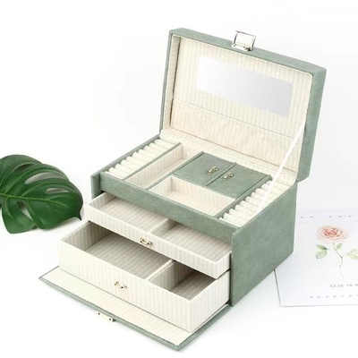 Boîte-cadeau de luxe vert en bon état d'ensemble de bijoux de velours de caisses de bijoux d'unité centrale