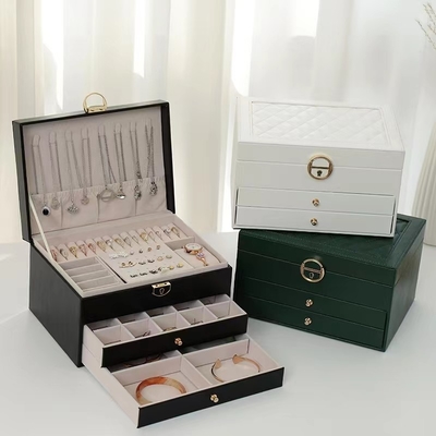 Caisses vertes de luxe de bijoux de place d'unité centrale avec deux tiroirs pour le cadeau d'ensemble de bijoux