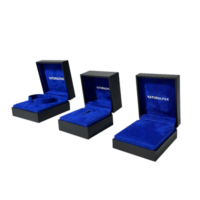 Boîtes de empaquetage de bijoux de luxe de marine deux boîte-cadeau de taille moyenne bleus de nuances avec des couvercles