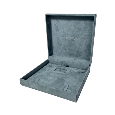 L'emballage de luxe bleu à extrémité élevé de bijoux de Microfiber enferme dans une boîte les boîte-cadeau de montre carrés opaques