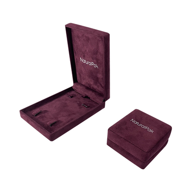 Le plastique de luxe de boîte d'emballage de bijoux a couvert Microfiber le collier pendant que mou Bourgogne de bracelet de bracelet a arrondi le coin