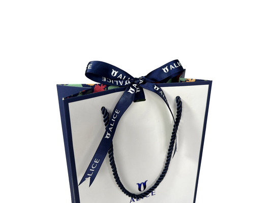 Sac de papier adapté aux besoins du client de cadeau de Logo White Blue Jewellery Handbags pour des achats