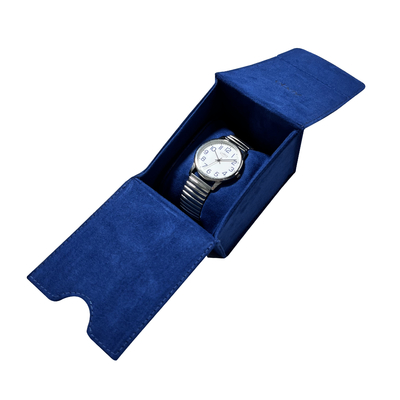 Affichage de luxe de montre de suède bleu spécial