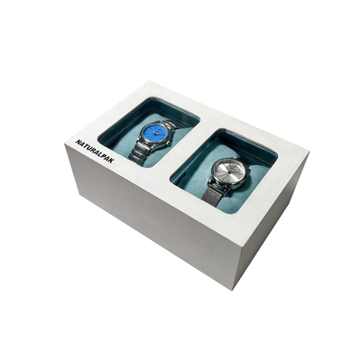 Ouate en soie de empaquetage de cadeau de boîte de montre d'unité centrale à l'intérieur de la boîte de montre extérieure en cuir avec l'oreiller