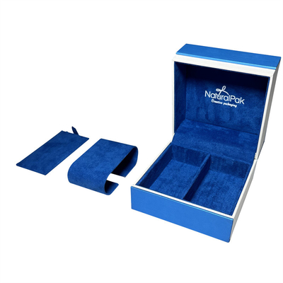 Boîte à bijoux de boîte d'emballage de Sapphire Blue Plastic Luxury Watch pour des colliers et des boucles d'oreille