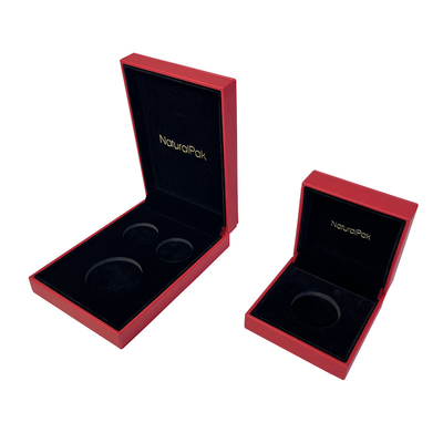 Boîte enveloppée en similicuir de collection de pièce de monnaie d'ODM d'OEM avec l'intérieur de Coverd de velours