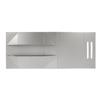 Boîte-cadeau argenté de carton d'OEM de Grey Luxury Folding Gift Boxes petit avec la longue bande