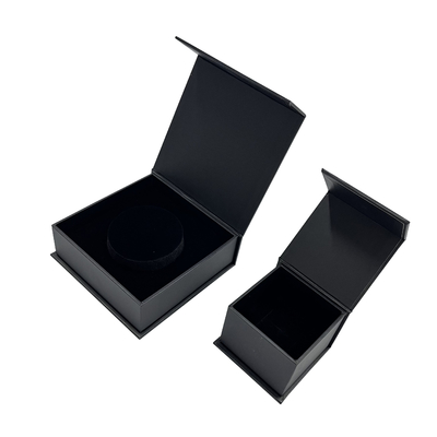Boîtes faites sur commande de portefeuille de carton de taille de bloc supérieur de boîte à bijoux magnétique noire de fermeture