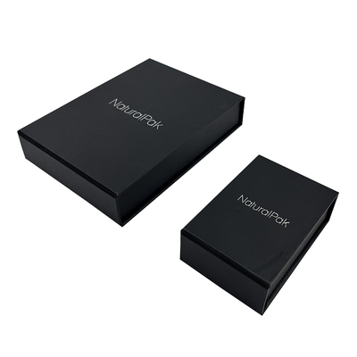Boîtes faites sur commande de portefeuille de carton de taille de bloc supérieur de boîte à bijoux magnétique noire de fermeture