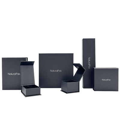 Boîtes faites sur commande de portefeuille de carton de taille de bloc supérieur de boîte à bijoux magnétique noire de fermeture