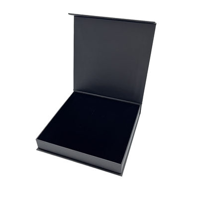 Boîtes faites sur commande de portefeuille de carton de taille de bloc supérieur de boîte à bijoux magnétique noire de fermeture