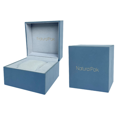Le support bleu-clair de montre a gravé Logo Watch And Bracelet Box en refief