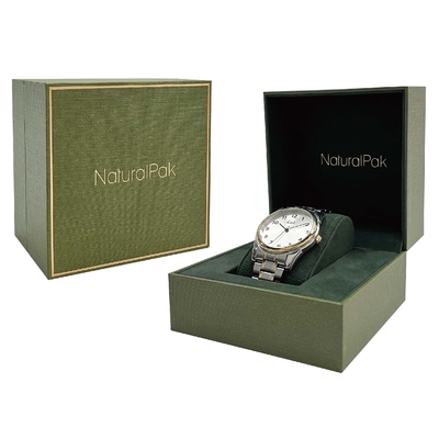 Boîte d'emballage de montre de luxe en velours avec cadre en or