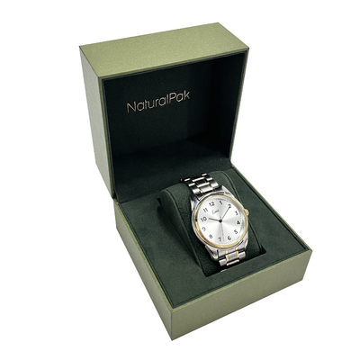 Boîte d'emballage de montre de luxe en velours avec cadre en or