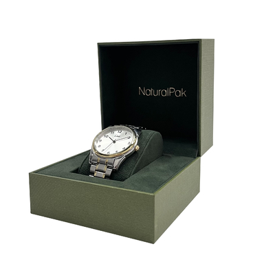 Boîte d'emballage de montre de luxe en velours avec cadre en or
