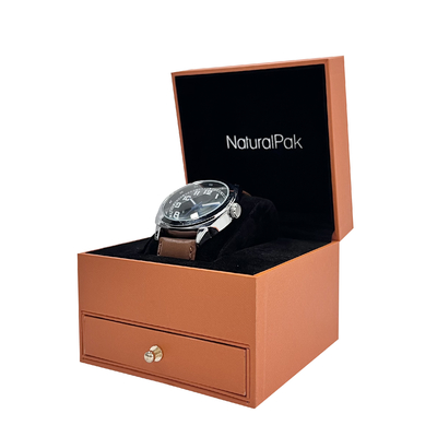 Boîtes de luxe d'emballage de montre-bracelet avec le tiroir/bouton d'or