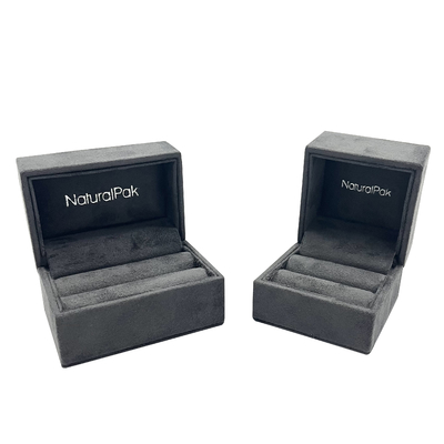 Grey Velvet Jewelry Packaging Box de luxe pour Ring Wedding Earring Pendant Necklace