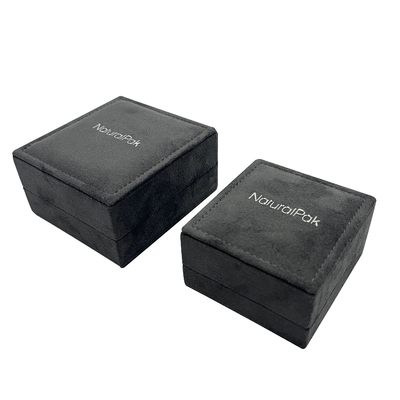Grey Velvet Jewelry Packaging Box de luxe pour Ring Wedding Earring Pendant Necklace