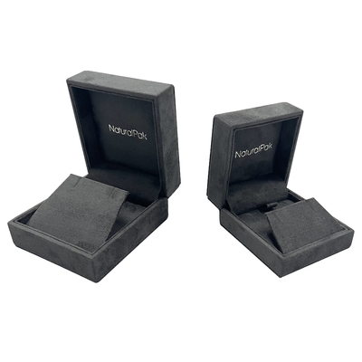 Grey Velvet Jewelry Packaging Box de luxe pour Ring Wedding Earring Pendant Necklace