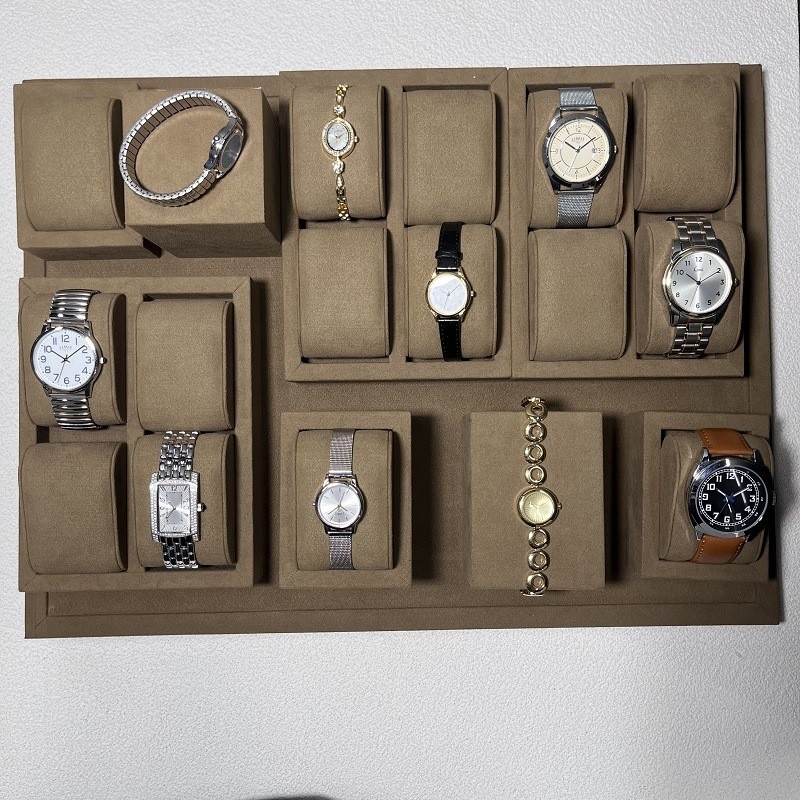 Boîte en bois d'ensemble de montre de montre de couleur de café de rectangle de luxe d'affichage
