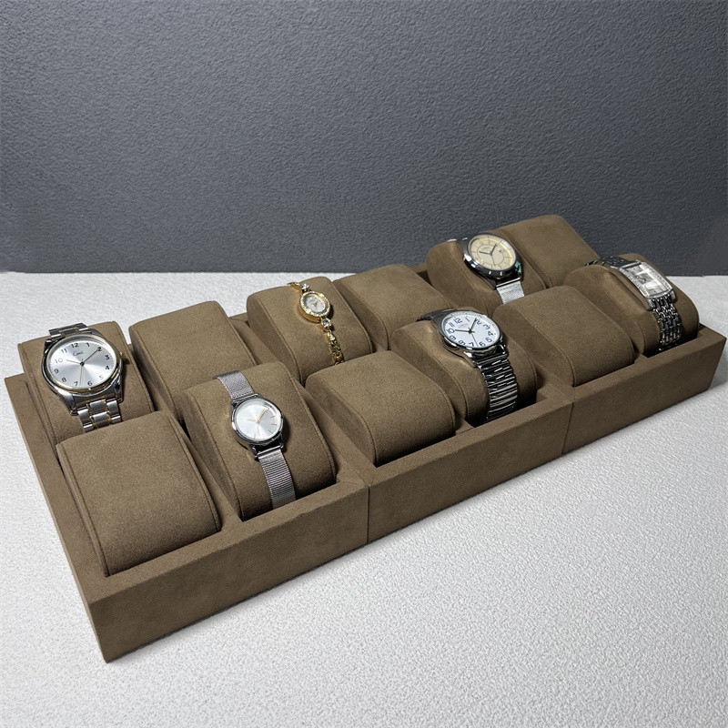 Montre de luxe de Microfiber de fente de la couleur 12 de café montrer l'organisateur de montre de bijoux