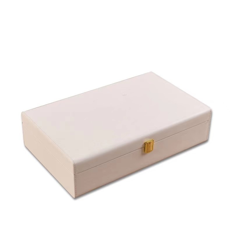 Boîte de rangement cosmétique de luxe adaptée aux besoins du client d'unité centrale de couleur de crème avec la serrure